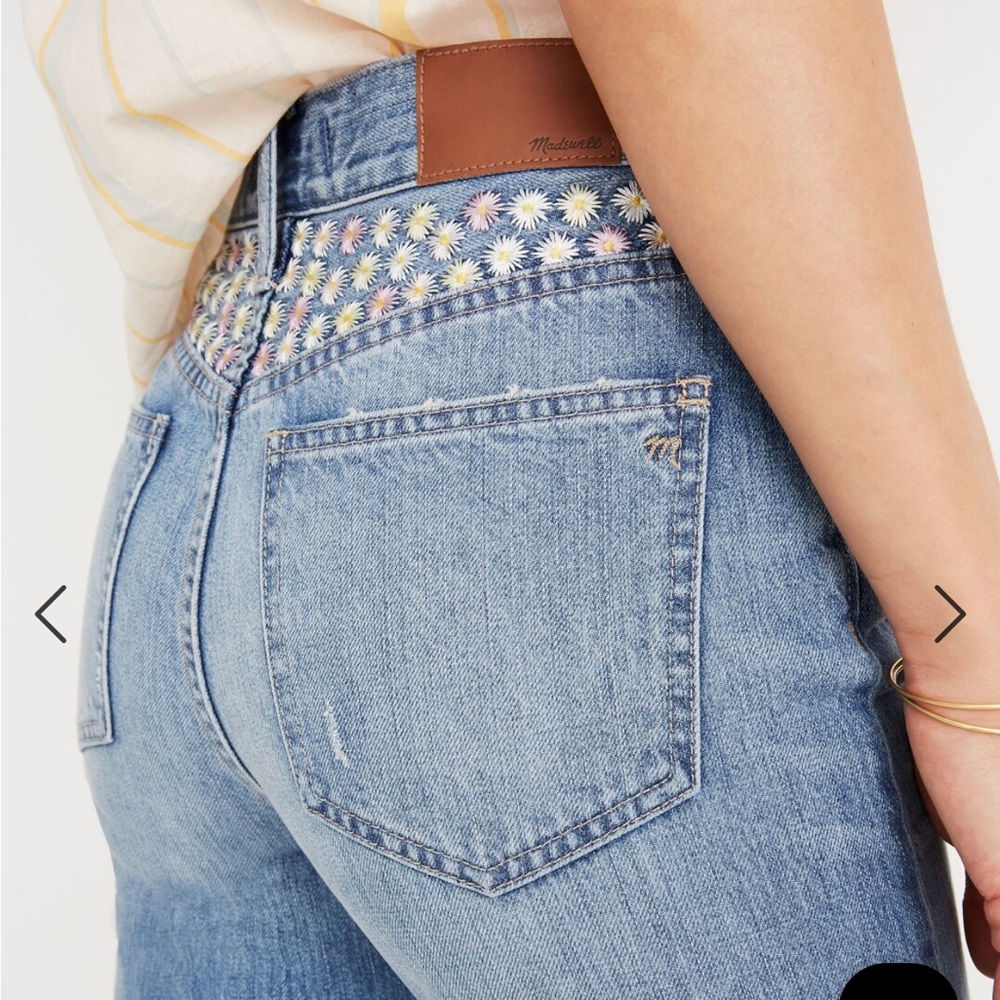Madewell Light Blue Straight Leg Jeans with Daisy Embroidered Waist
